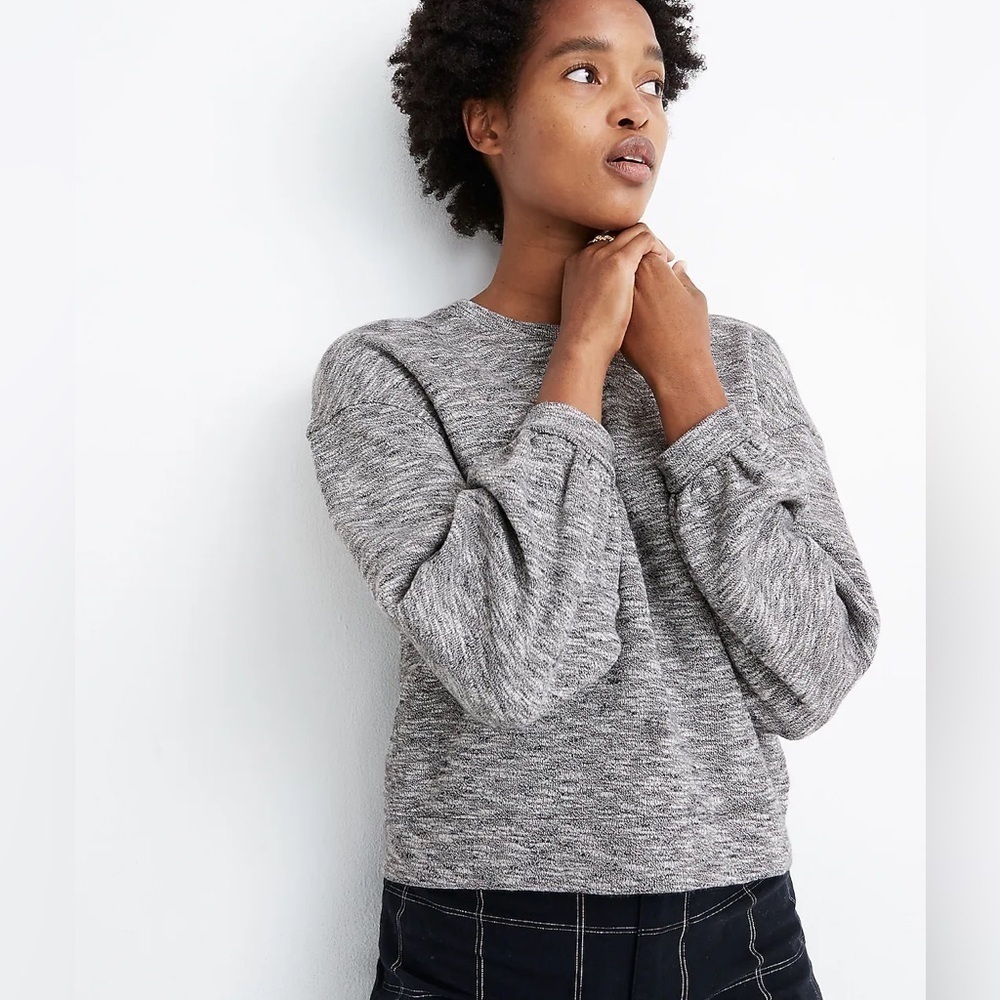 Madewell Textured Crewneck Sweatshirt Slubby Knit Cotton Blend Size XL